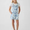Çocuklar İçin Tie-Dye Denim Gevşek Kesim Şortlu Tulum