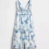 Çocuklar İçin Tie-Dye Denim Gevşek Kesim Şortlu Tulum