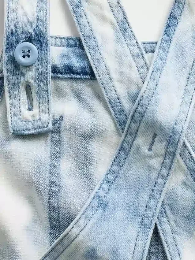 Çocuklar İçin Tie-Dye Denim Gevşek Kesim Şortlu Tulum