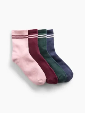 Çocuklar İçin Varsity Çizgili Crew Çoraplar (4'lü Paket)