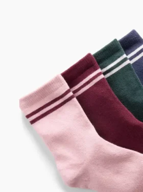 Çocuklar İçin Varsity Çizgili Crew Çoraplar (4’lü Paket)
