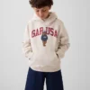 Çocuklar İçin Vintagesoft Bol Kesim Brannan Bear Logolu Kapüşonlu Sweatshirt