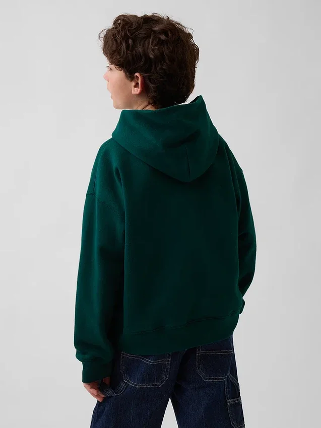Çocuklar İçin Vintagesoft Bol Kesim Brannan Bear Logolu Kapüşonlu Sweatshirt