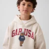 Çocuklar İçin Vintagesoft Bol Kesim Brannan Bear Logolu Kapüşonlu Sweatshirt