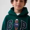 Çocuklar İçin Vintagesoft Bol Kesim Brannan Bear Logolu Kapüşonlu Sweatshirt
