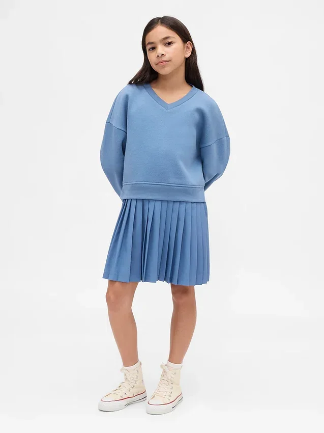 Çocuklar İçin Vintagesoft Pileli Sweatshirt Elbise