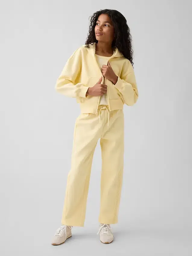 Çocuklar İçin Vintagesoft Rahat Dantel Süslemeli Geniş Paça Jogger Pantolon