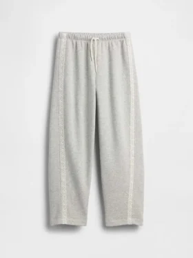 Çocuklar İçin Vintagesoft Rahat Dantel Süslemeli Geniş Paça Jogger Pantolon