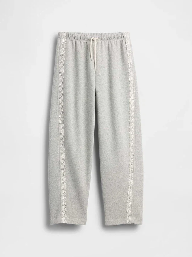 Çocuklar İçin Vintagesoft Rahat Dantel Süslemeli Geniş Paça Jogger Pantolon