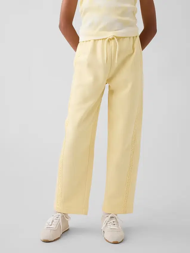 Çocuklar İçin Vintagesoft Rahat Dantel Süslemeli Geniş Paça Jogger Pantolon