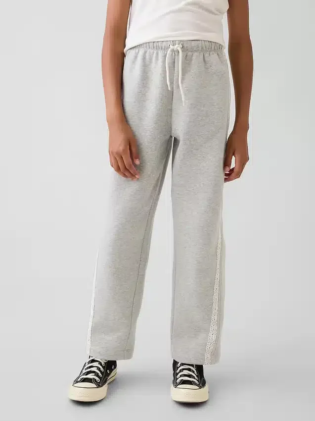 Çocuklar İçin Vintagesoft Rahat Dantel Süslemeli Geniş Paça Jogger Pantolon