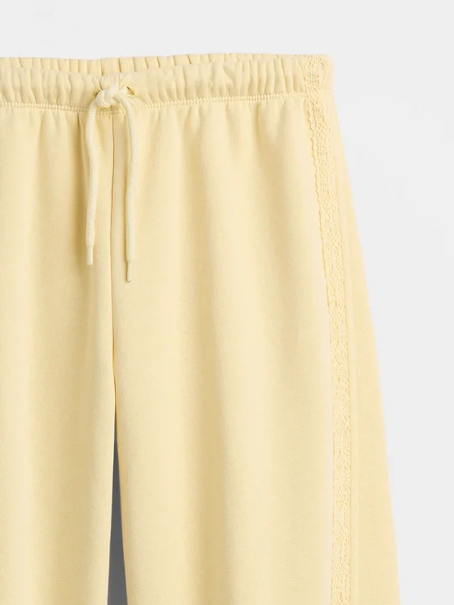 Çocuklar İçin Vintagesoft Rahat Dantel Süslemeli Geniş Paça Jogger Pantolon