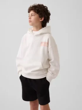 Çocuklar İçin Vintagesoft Rahat Kesim Grafikli Kapüşonlu Sweatshirt