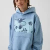 Çocuklar İçin Vintagesoft Rahat Kesim Grafikli Kapüşonlu Sweatshirt