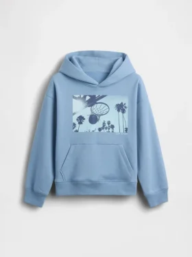 Çocuklar İçin Vintagesoft Rahat Kesim Grafikli Kapüşonlu Sweatshirt