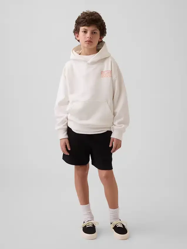 Çocuklar İçin Vintagesoft Rahat Kesim Grafikli Kapüşonlu Sweatshirt