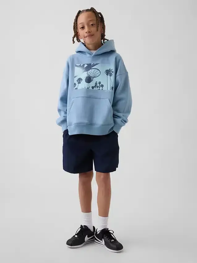 Çocuklar İçin Vintagesoft Rahat Kesim Grafikli Kapüşonlu Sweatshirt