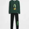 Çocuklar İçin Wicked Organik Fırçalanmış Pamuklu Pijama Takımı
