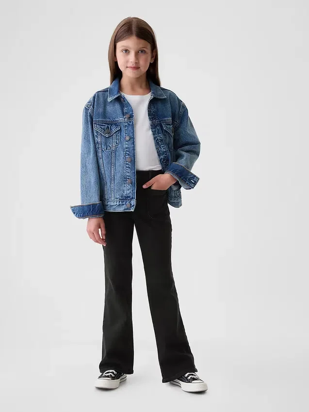 Çocuklar İçin Yüksek Bel '70'ler Stili Geniş Paça Jean'ler