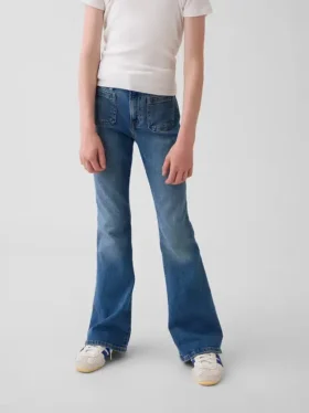 Çocuklar İçin Yüksek Bel ’70’ler Stili Geniş Paça Jean’ler