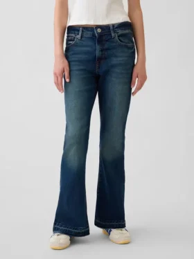 Çocuklar İçin Yüksek Bel ’70’ler Stili Geniş Paça Jean’ler