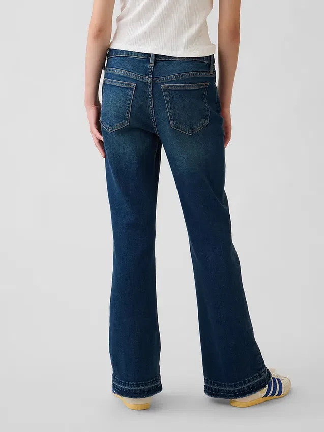 Çocuklar İçin Yüksek Bel '70'ler Stili Geniş Paça Jean'ler