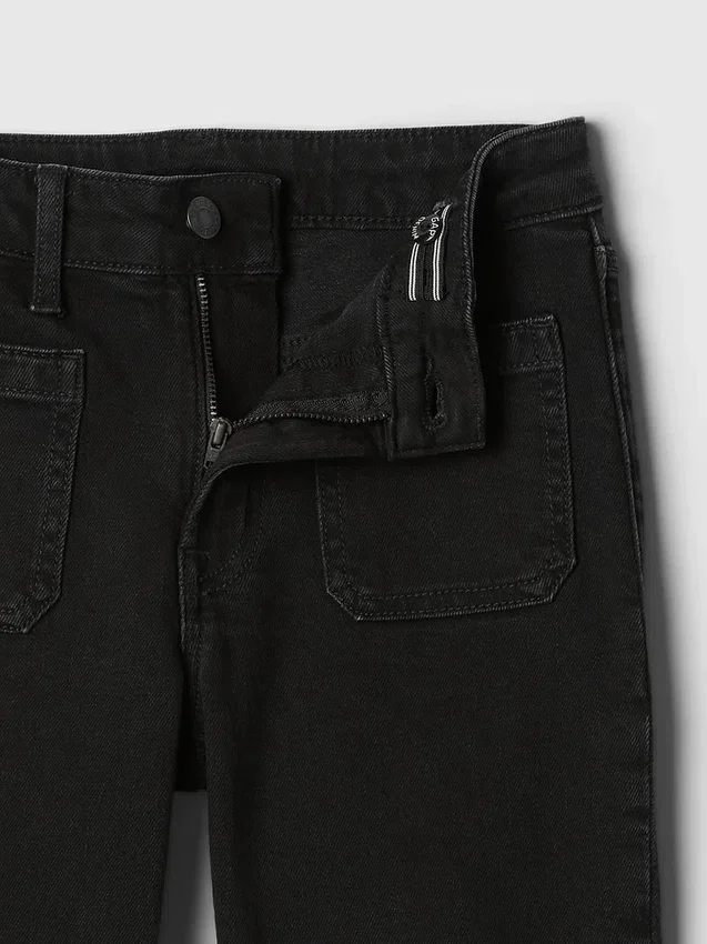 Çocuklar İçin Yüksek Bel '70'ler Stili Geniş Paça Jean'ler