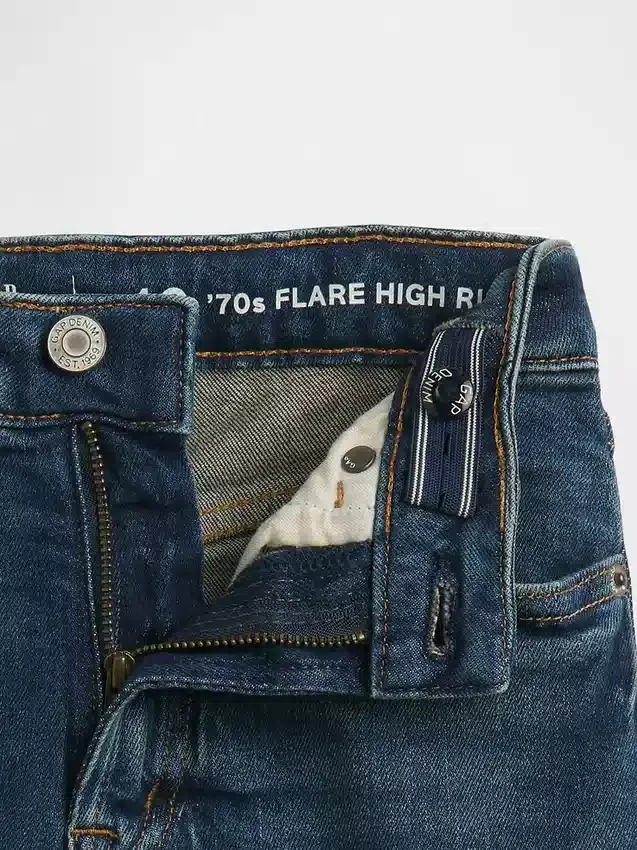 Çocuklar İçin Yüksek Bel '70'ler Stili Geniş Paça Jean'ler