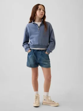 Çocuklar İçin Yüksek Bel Denim Kolay Giyilebilir Dolphin Şortlar