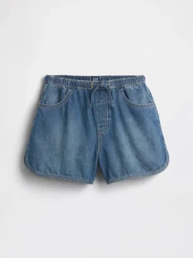 Çocuklar İçin Yüksek Bel Denim Kolay Giyilebilir Dolphin Şortlar