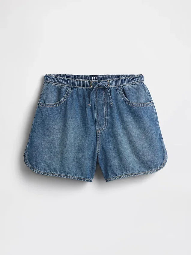 Çocuklar İçin Yüksek Bel Denim Kolay Giyilebilir Dolphin Şortlar