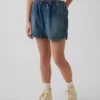Çocuklar İçin Yüksek Bel Denim Kolay Giyilebilir Dolphin Şortlar