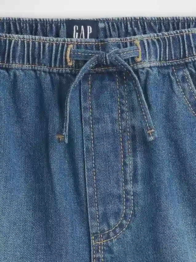 Çocuklar İçin Yüksek Bel Denim Kolay Giyilebilir Dolphin Şortlar