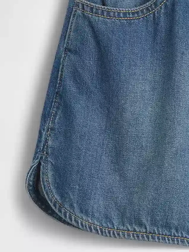 Çocuklar İçin Yüksek Bel Denim Kolay Giyilebilir Dolphin Şortlar
