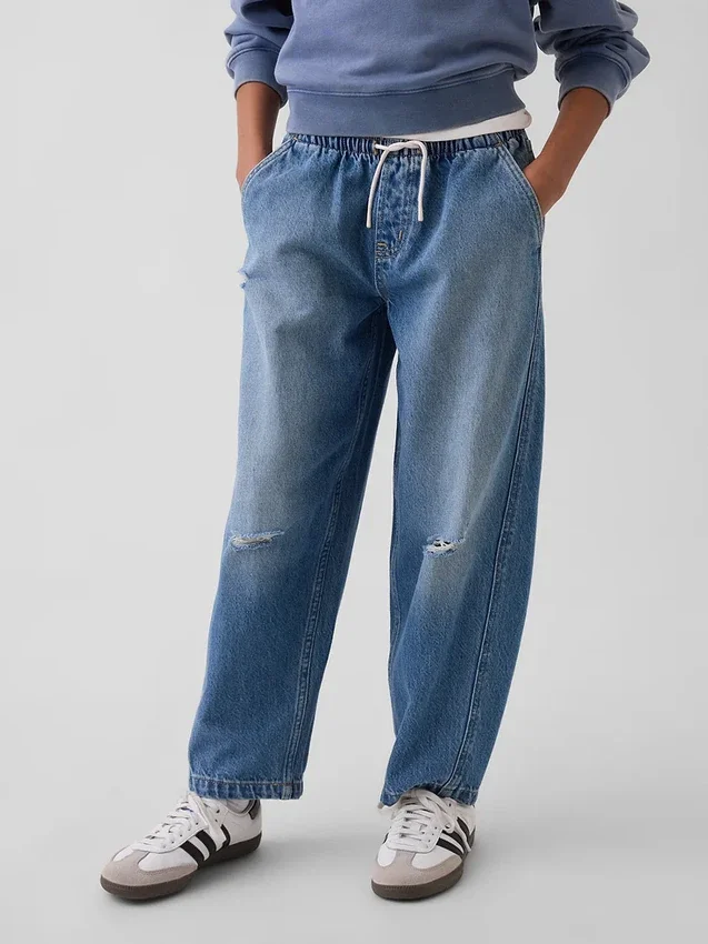 Çocuklar İçin Yüksek Bel Easy Barrel Jean'ler