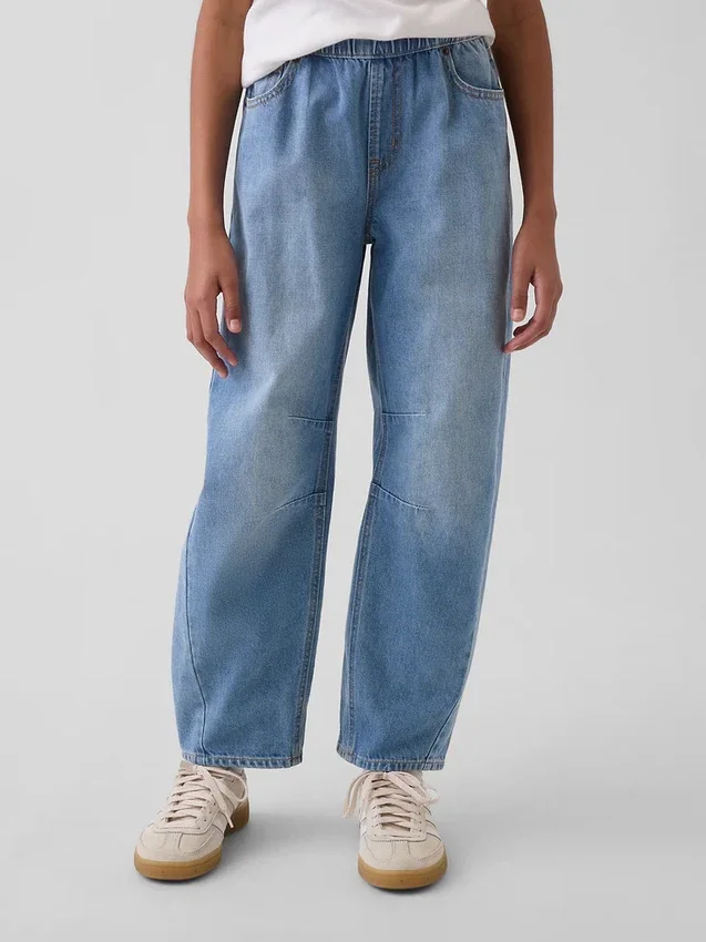 Çocuklar İçin Yüksek Bel Easy Barrel Jean'ler