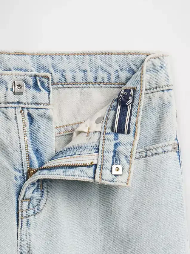 Çocuklar İçin Yüksek Bel, Geniş Paça, Ayak Bileği Boyu Jean