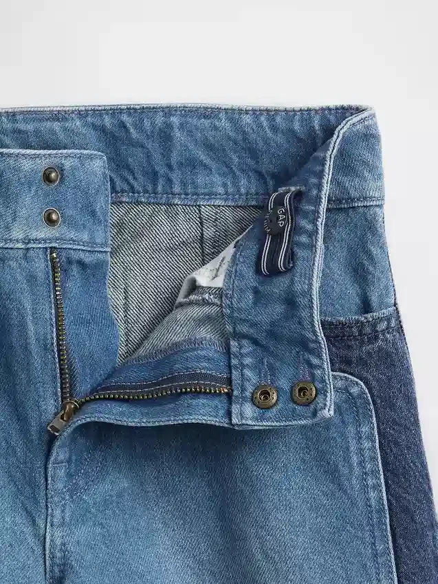 Çocuklar İçin Yüksek Bel, Geniş Paça, Ayak Bileği Boyu Jean