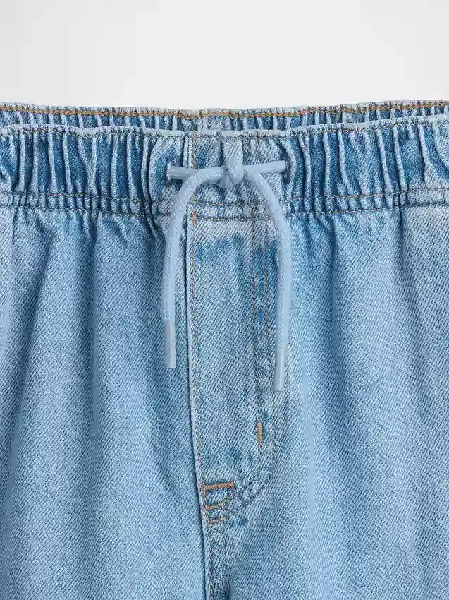 Çocuklar İçin Yüksek Bel, Geniş Paça, Ayak Bileği Uzunluğunda Jean