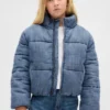Çocuklar İçin Yumuşak Astarlı Denim Şişme Ceket