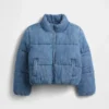 Çocuklar İçin Yumuşak Astarlı Denim Şişme Ceket