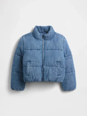 Çocuklar İçin Yumuşak Astarlı Denim Şişme Ceket