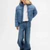 Çocuklar İçin Yumuşak Astarlı Denim Şişme Ceket
