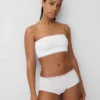 Organik Esnek Pamuk Dantel Süslemeli Bandeau Bralette