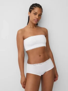 Organik Esnek Pamuk Dantel Süslemeli Bandeau Bralette