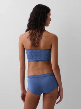 Organik Esnek Pamuk Dantel Süslemeli Bandeau Bralette