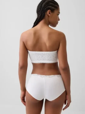 Organik Esnek Pamuk Dantel Süslemeli Bandeau Bralette