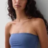 Organik Esnek Pamuk Dantel Süslemeli Bandeau Bralette