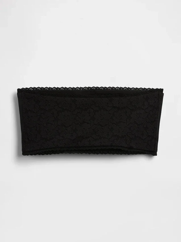 Organik Esnek Pamuk Dantel Süslemeli Bandeau Bralette