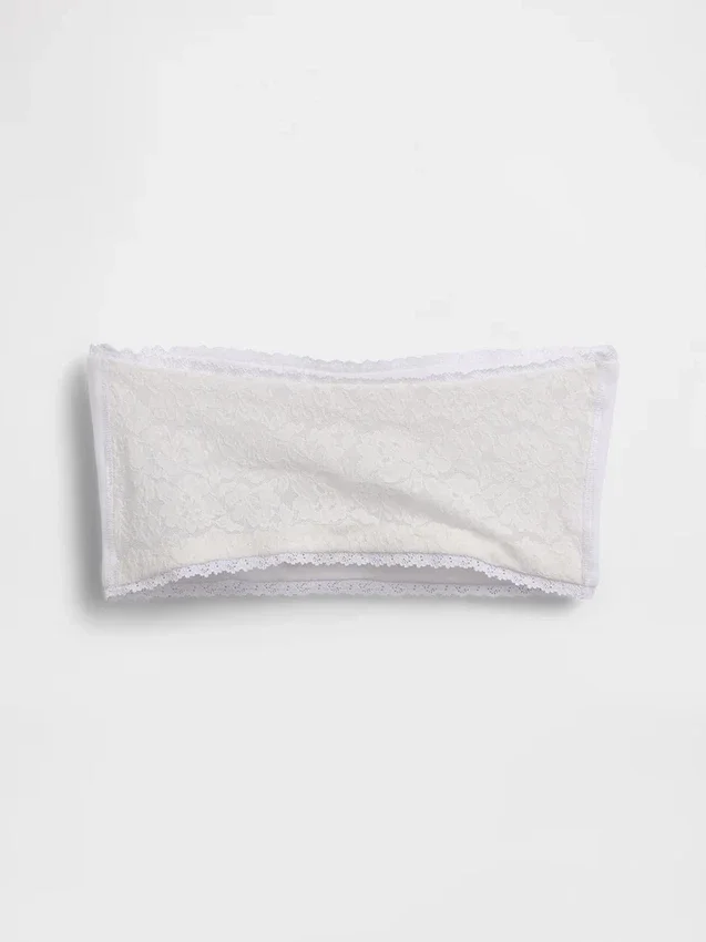 Organik Esnek Pamuk Dantel Süslemeli Bandeau Bralette